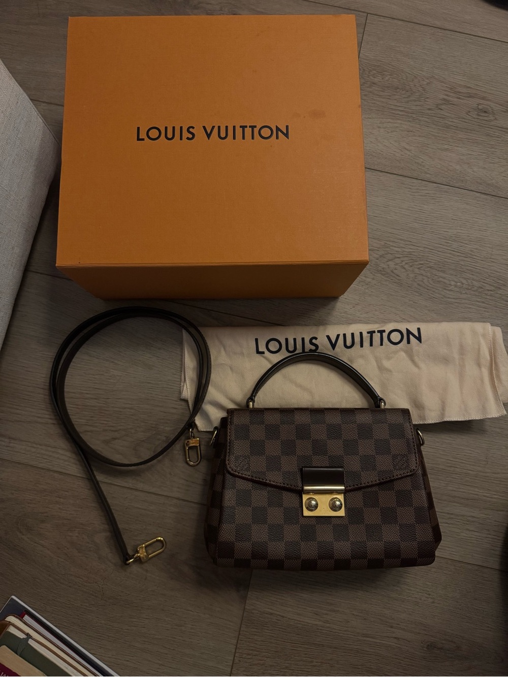 Louis Vuitton Brown Damier Ebene Top Handle Satchel with Gold Hardware - Picture 5 of 15